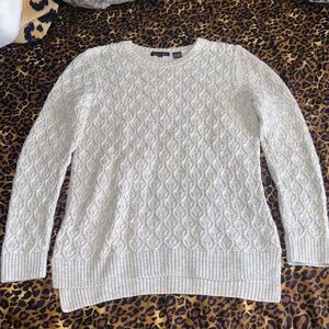 JEANNE PIERRE Cream Cable Knit Crewneck Sweater